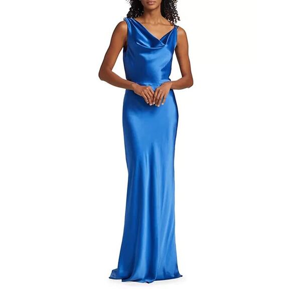 Veronica Beard Dresses & Skirts - NWD Veronica Beard Sanderson Silk Satin Cowlneck Maxi Dress Gown SZ 6 Blue 2M456